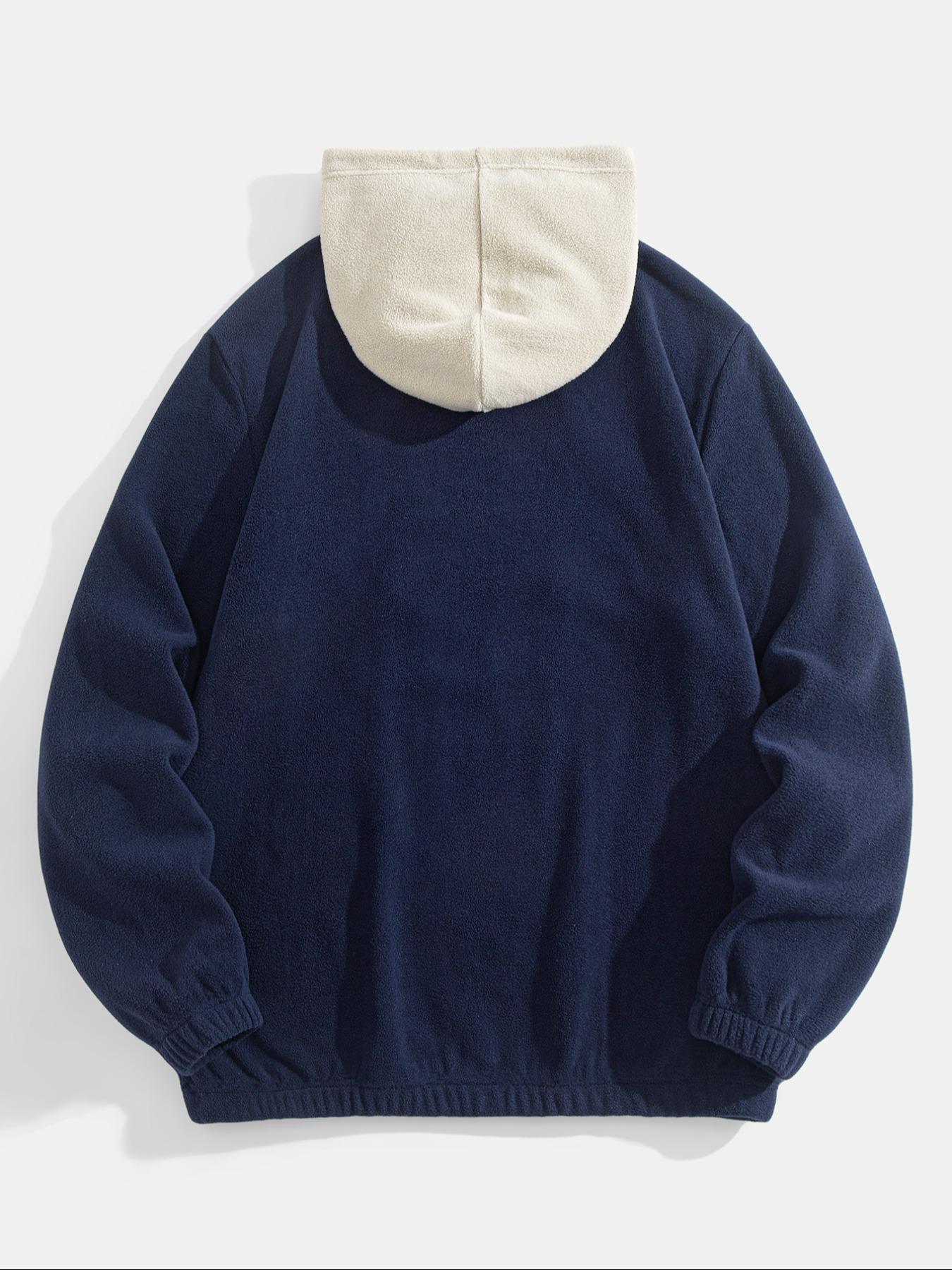 Men's Colorblock Patchwork Letter & Landscape Print Raglan Sleeve Color Contrast Hoodie, Casual Fashion Loose Drawstring Long Sleeve Hooded Sweatshirt for Fall & Winter, Men's Clothes for Daily Wear, Menswear