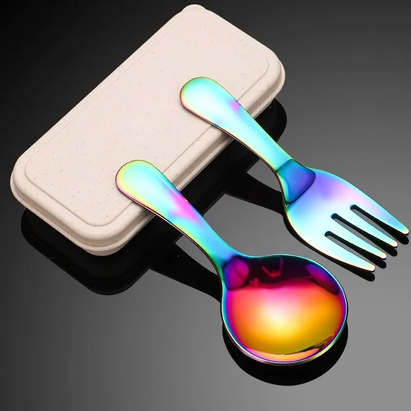 Portable Spoon Fork Set, 304 Food Grade Stainless Steel, Includes Storage Box, Multiple Colors Available, Durable & Safe