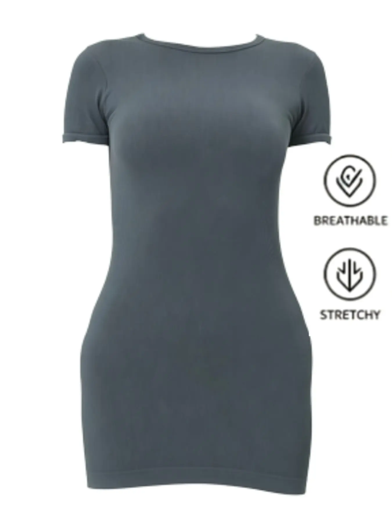 Ribbed Seamless Bodycon Mini Dress, Tummy Control Workout Dress, Comfortable Fit, Ideal for Exercise & Daily Wear, Stylish Design, Active Dresses, Workout Athletic Dresses