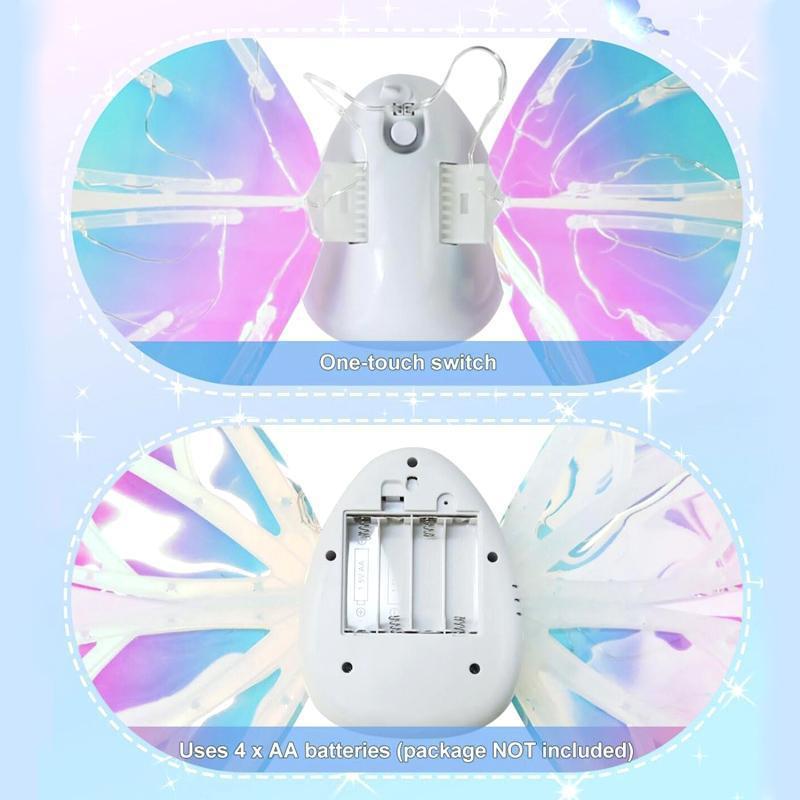 LED Light Up Butterfly Wings, 1 Count Battery Powered Colorful Glowing Butterfly Wings, Novelty Lighting for Party, Festival & Holiday, Butterfly Props, Party Supplies (Batteries Not Included)