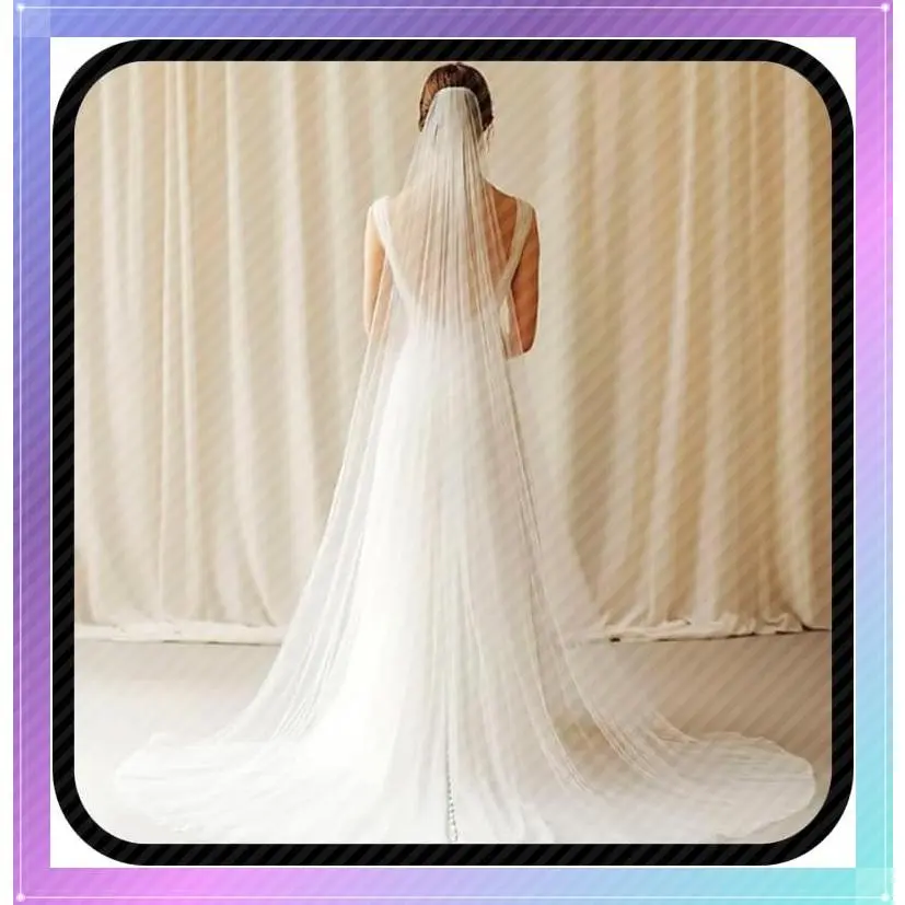 118" Cathedral Wedding Veil Long Drop Simple Soft Tulle Bridal Veil for BridesGift