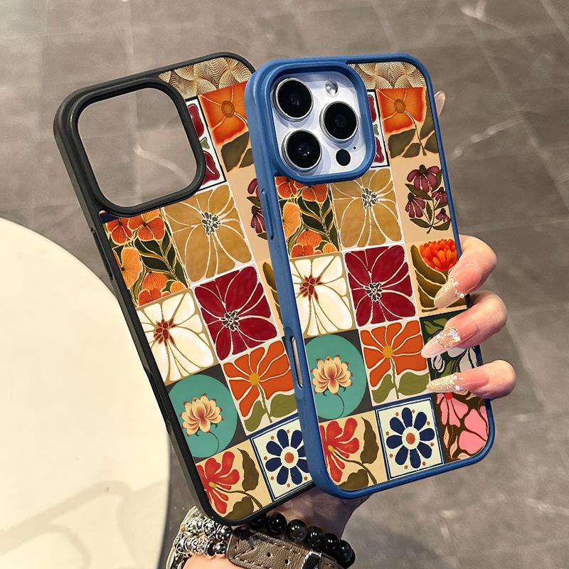 Chic Magnetic Case for iPhone11/12/13/14/15/16/17/promax Floral Tile Collage MagSafe Ready, Anti-Slip, Ultra Thin | Aesthetic Touch for Daily Use