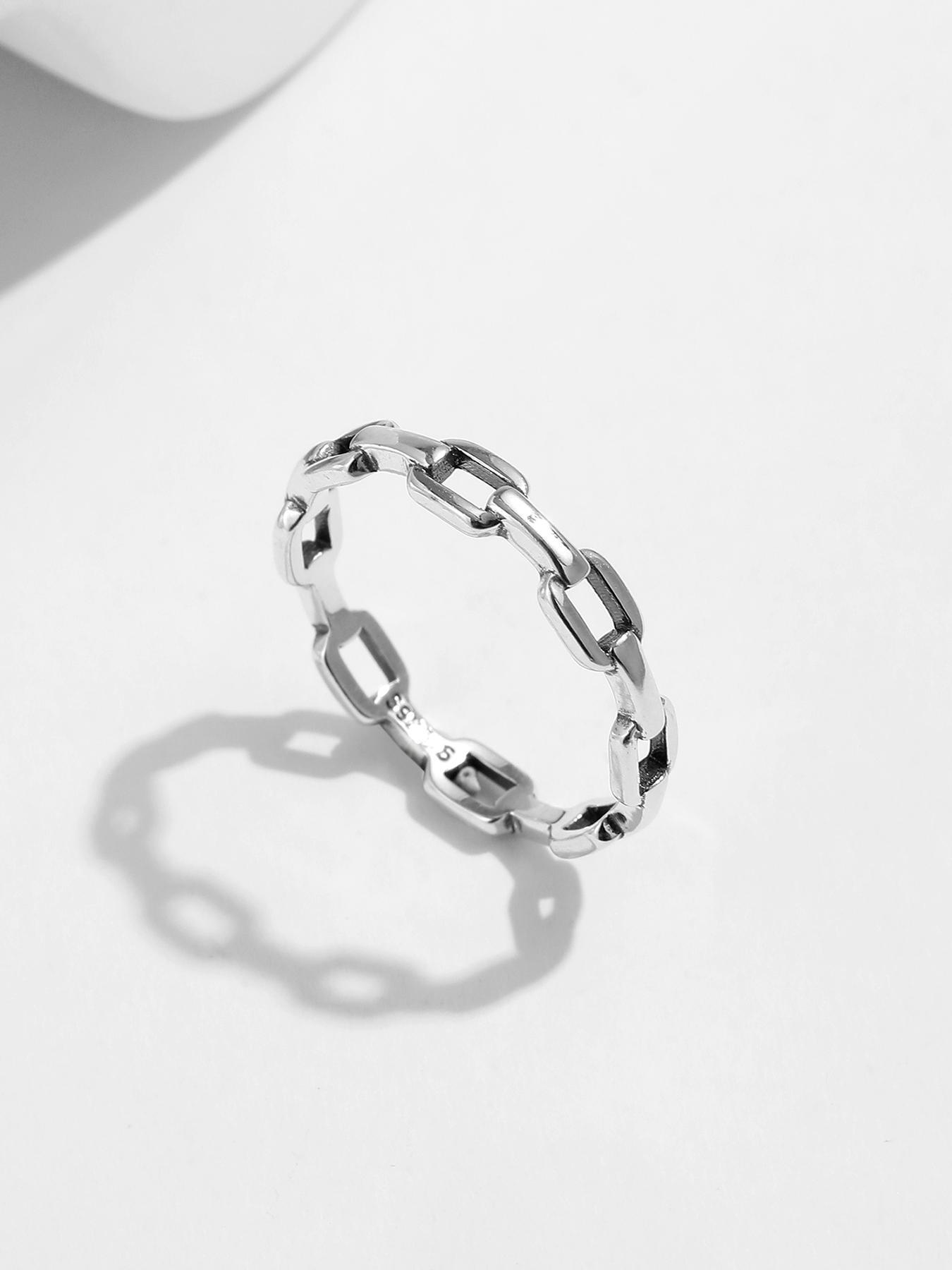 S925 Sterling Silver Fashion Hollow Out Design Ring, Vintage Stackable Party Fine Jewelry for Women, Trendy All-match & Exquisite Jewelry for Birthday Gift