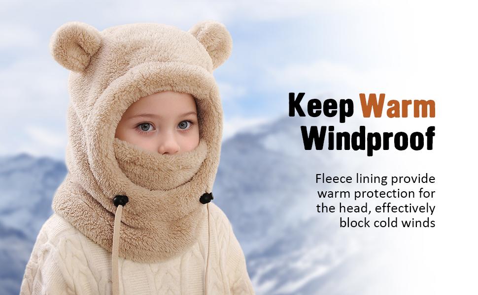 Winter Fleece Hat Balaclava Ski Mask Windproof Warm Adjustable Unisex with Fleece Lining for Cold Weather Outdoor Activities