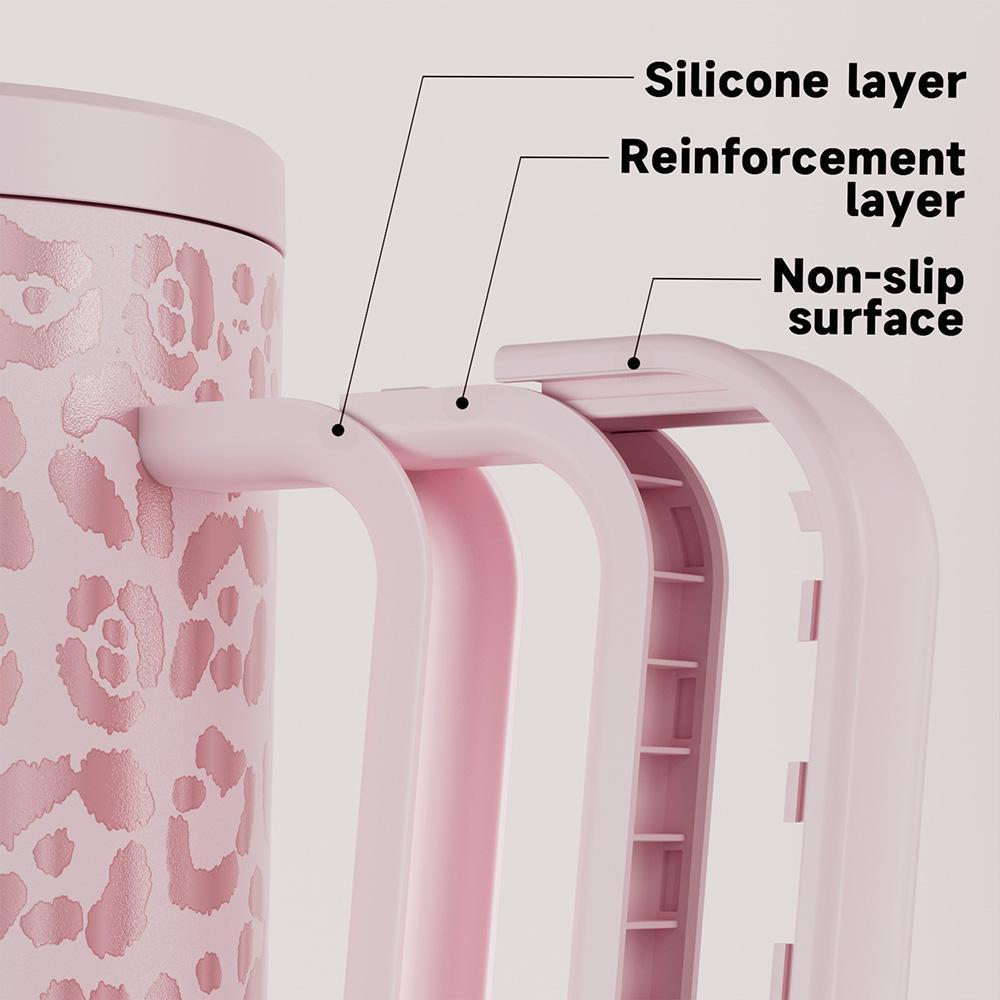 40oz Patterned Straw Handle Cup, 1 Count Multi-grid Ice Cube & Leak-proof Cup Lid with Silicone Handle, Stainless Steel Insulated Wide Mouth and Narrow Bottom for Easy Cleaning and Car Loading, Tumbler Insulated Travel Drinkware