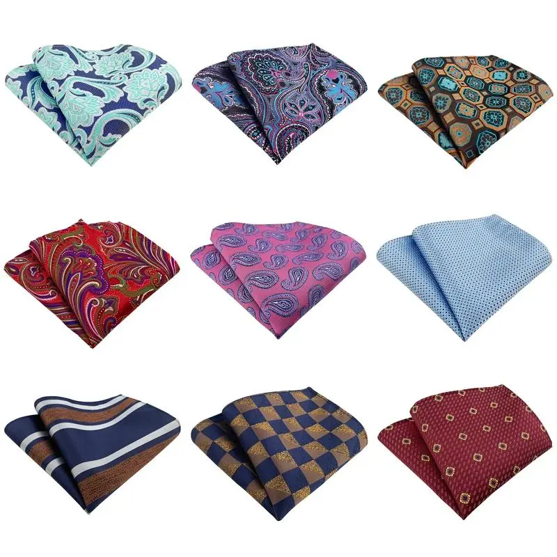 Stripes Hanky Floral Pocket Square Fit Men Suits Wedding Party Fashion Business Handkerchief Red Blue Pocket Hanky Square