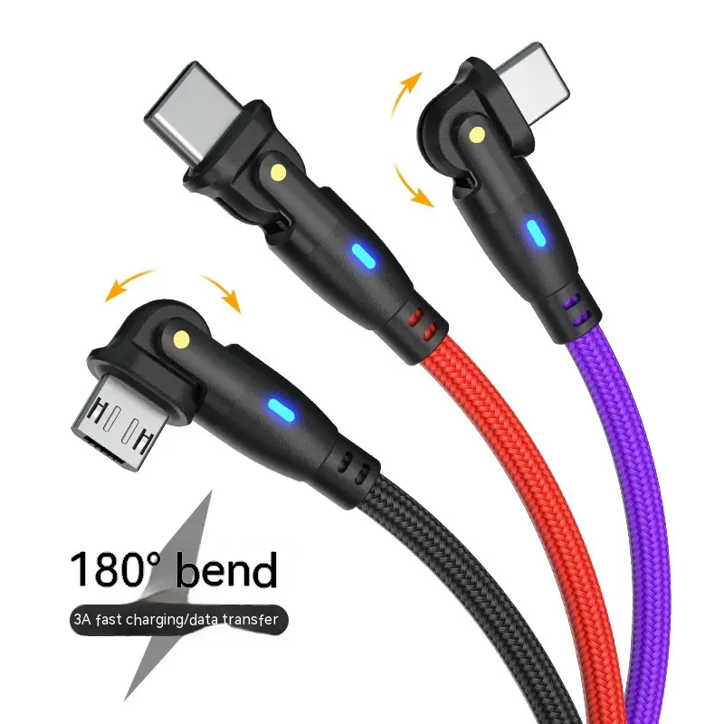 Alloy 3A Speed C-Type Cable for Android Phones & Game Users, 2m Length, 180-Degree Bending Design, 2-in-1 Game-Ready Micro-USB Alternative