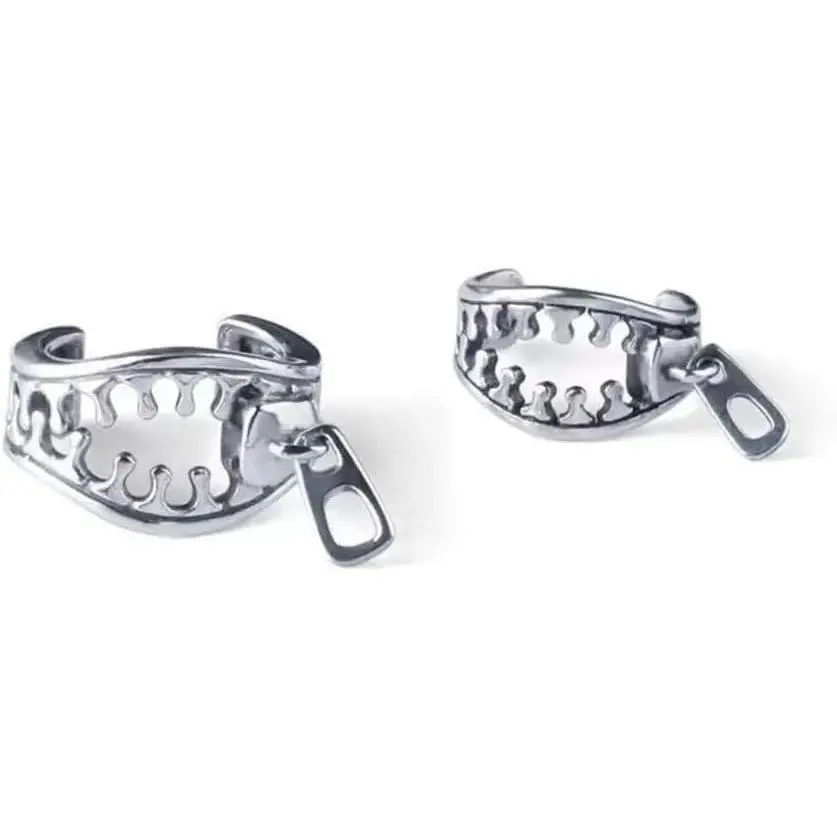 Zipper Ear Cuff, Stainless Steel Non-Pierced Adjustable Wrap Around Earrings