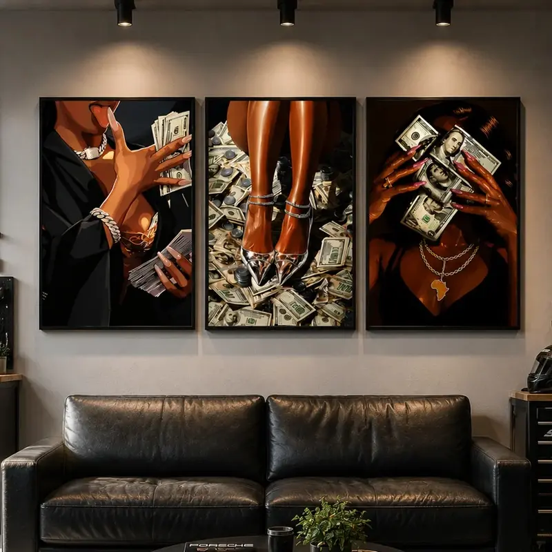 Black Woman Wall Art Luxury Feminine Fashion Poster Modern Home Decor Artwork for Bedroom and Living Room