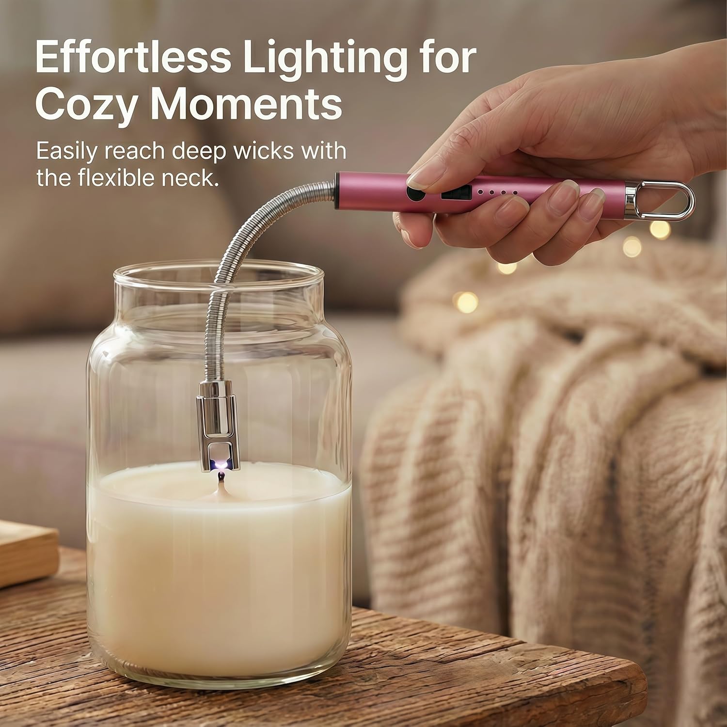Castelar Electric Candle Lighter Long Flexible Neck  Rechargeable Arc Lighter with Safety Lock for Candle  Camping Housewarming Birthday Gifts