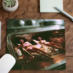 Funny Surreal Barbie Oven Scene Mouse Pad,Quirky Y2K Aesthetic Desk Mat，Stitched Edge Non-Slip Rubber Base Great for Gamer Girls, Students and Unique Home Office Decor
