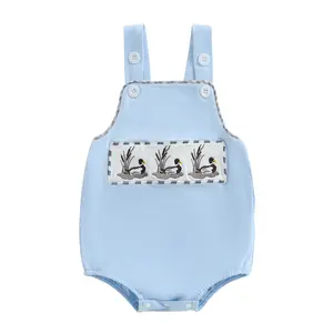 Newborn Baby Boy Romper Mallard Duck Embroidery Romper Infant Sleeveless Jumpsuit Overalls Kids Hunting Clothing