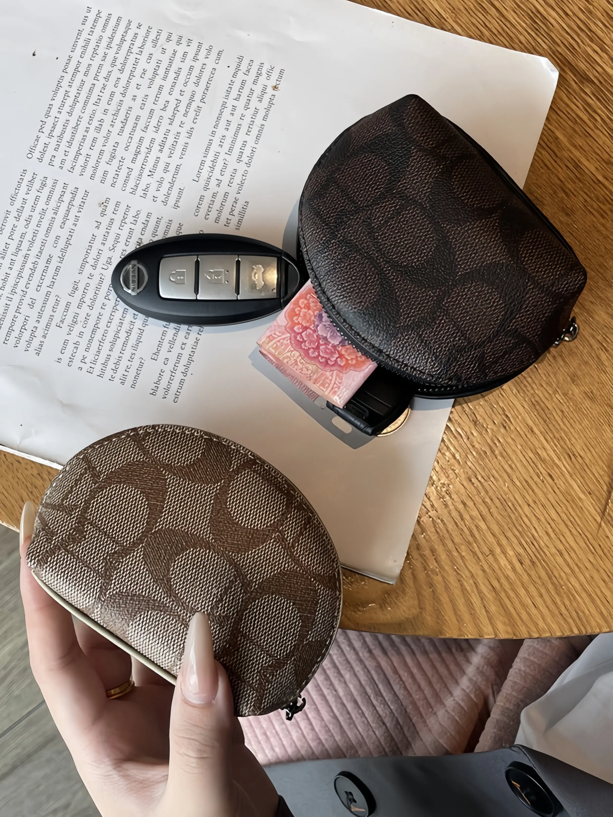 Women's Printed Mini Coin Purse, Zipper Coin Bag, Portable Short Wallet, Card Key Organizer, Daily Travel, All Seasons, Casual Style