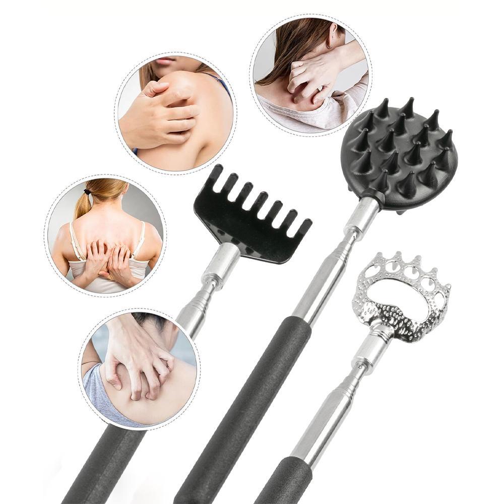 Telescoping Back Scratcher with Detachable Scratching Heads, Dual Sides Scratcher, Bear Claw Rake Scratcher, Multitool for Men & Women