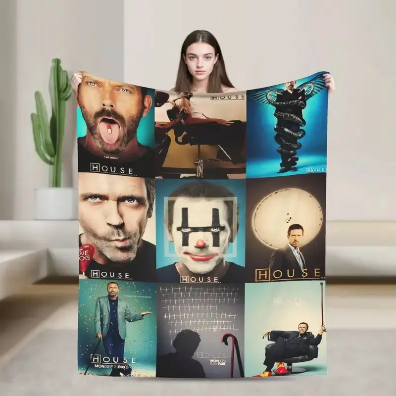 Soft Warm Blanket Travel Dr. Gregory House Throw Blanket House MD American Television Flannel Bedspread For Outdoor Bed Cover