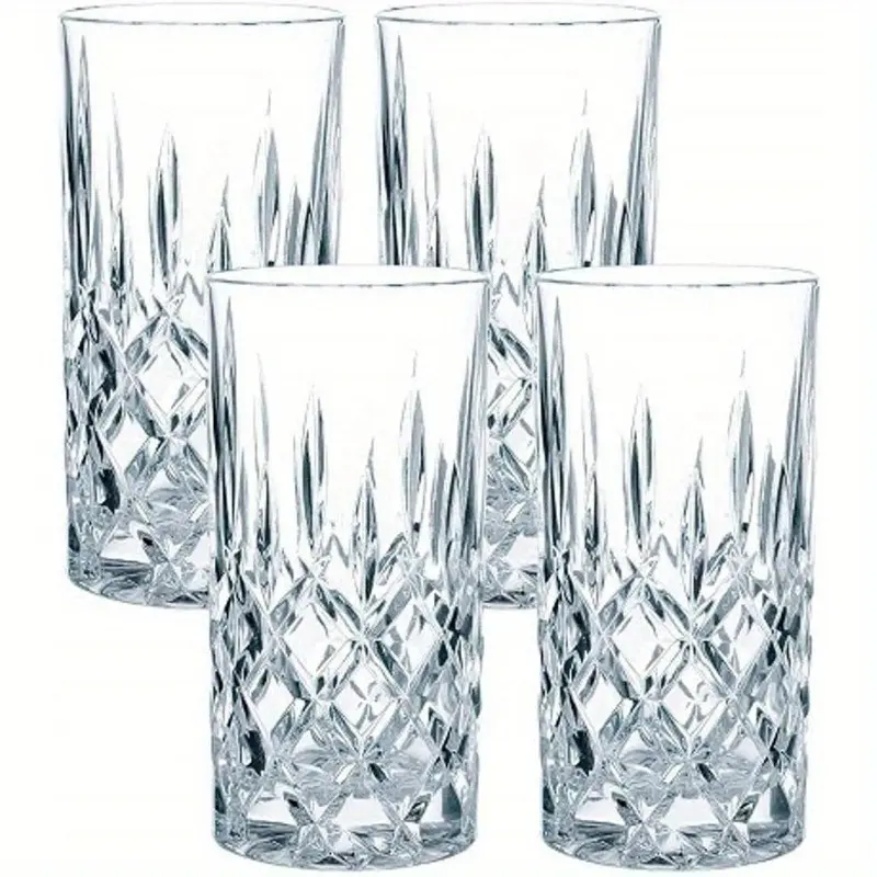 Long Cocktail Glass, Crystal Glass Material, 6 Inch High Ball Glass, 13.5 Ounces, Ideal for Cocktails, Juices, Mixed Drinks, Glass Drinking Glasses