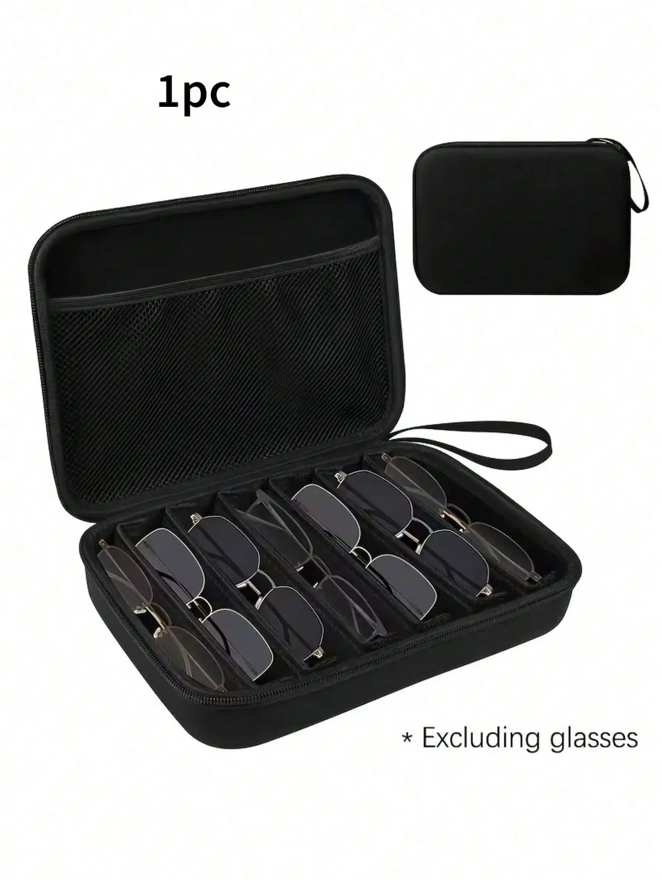 1pc Multi-Compartment Eva Eyewear Case, 6-8 Independent Slots, Detachable Layered Zippered Glasses Bag, Scratch-Resistant Lining