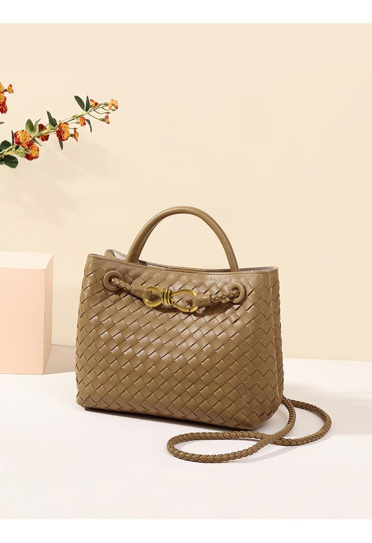 6197 Hand-woven Large-capacity Handbag 2025 New PU Leather Shoulder Messenger Women's Bag