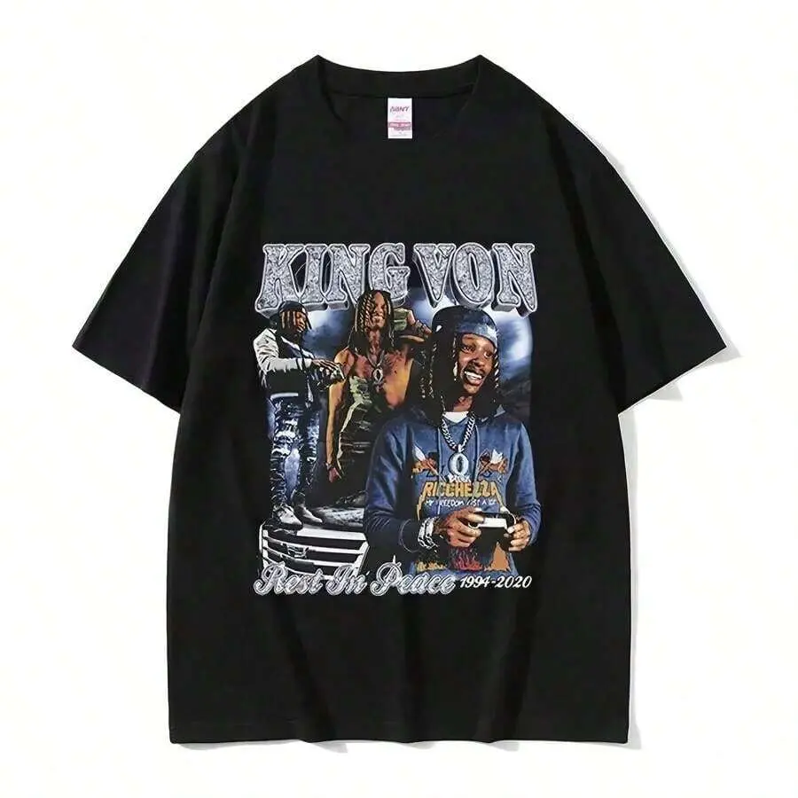Graphic Cotton-Shirt Rapper K-Kings Vons Graphic Shirt Men's Hop Gothic Fashion Short Sleeve-Shirts Oversized-Shi Y2K,Oversize Plus Size Men's S To 5XL,Summer Tee