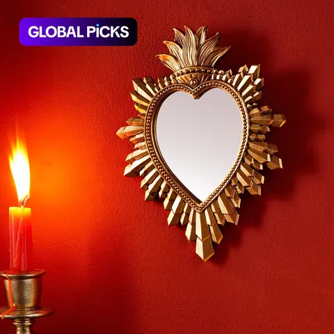 Flame Heart Decorative Hanging Ornament, Resin Material Sacred Heart Decoration, Religious Wall Decor, Home Wall Decor, Heart Rivet Decor, Decorations And Ornaments #GLOBAL PICKS
