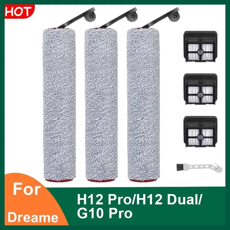 Replacement Brush Roller and Filter for Dreame H12 Pro, H12 Dual, G10 Pro Cordless Wet Dry Vacuum Floor, Sealed Floors, Hard Floor, Hardwood