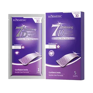 7-Day Whitening Purple Teeth Strips, Tooth Brightening Strips, 5 Pairs/Box, Hydroxyapatite, Teeth Whitener, Whitens Teeth, Freshens Breath, Easy to Use, Fights Oral Problems, Whitestrips