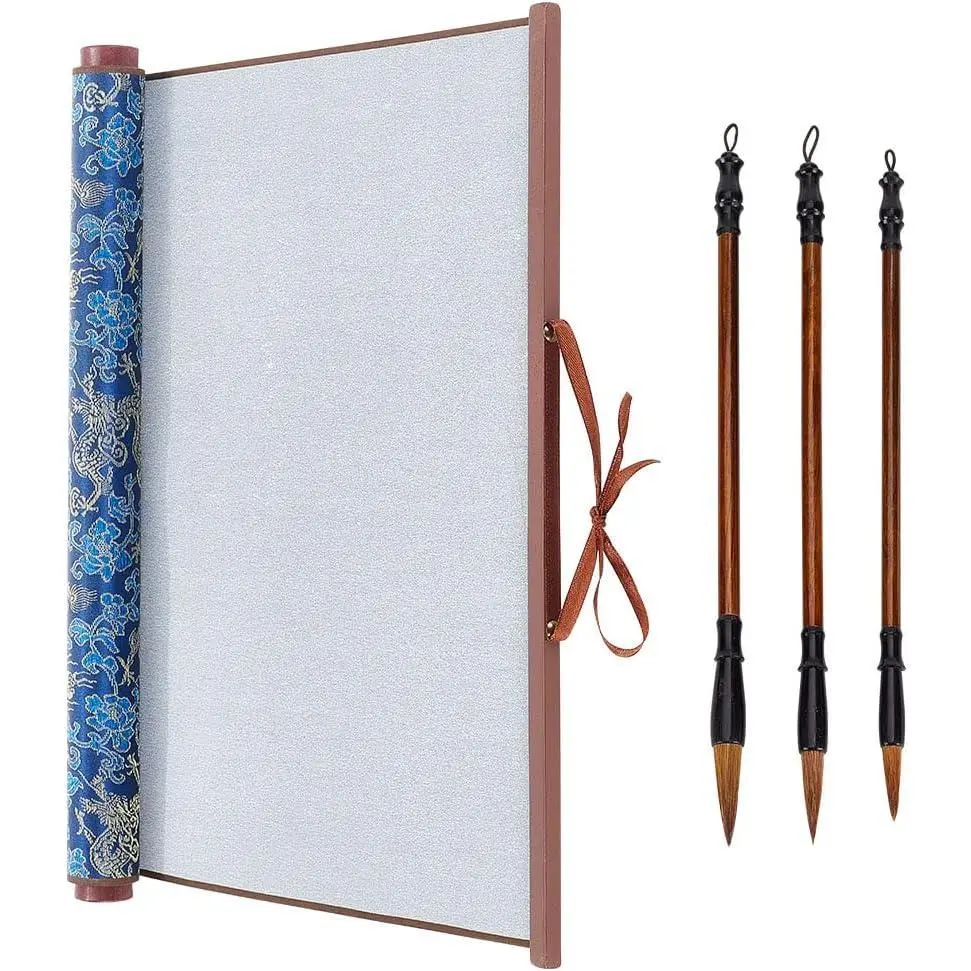 4 count No Ink Chinese Calligray Set  Water Writing Magic Cloth Scrolls Chinese Traditional Calligray Writing Brushes Pens for Beginners Professional Practice Chinese  Year