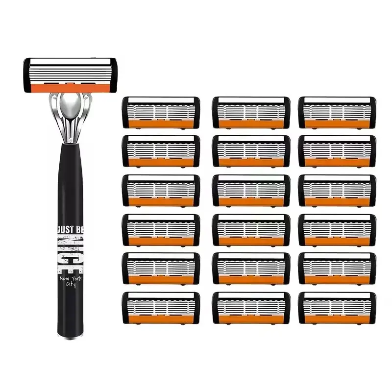 Men's Manual Razor with Multi-Layer Sharp Blades, 3D Head for Face Fit, Non-Slip Handle, Ideal for Daily Grooming, Stainless Steel Shaver, Shaving Tool