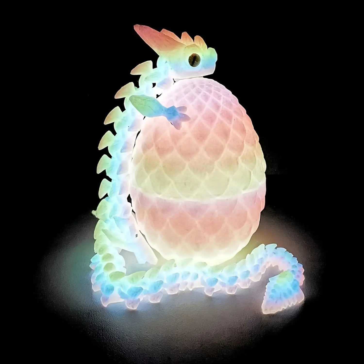 3D Printed Dragon Eggs, with Dragon Inside, Mystical Crystal Dragon Easter Egg Fillers, Articulated Stress Relief 3D Animal Models, Surprise Gift, Easter Basket Essential, Easter Basket Filler (Eye Color Random)