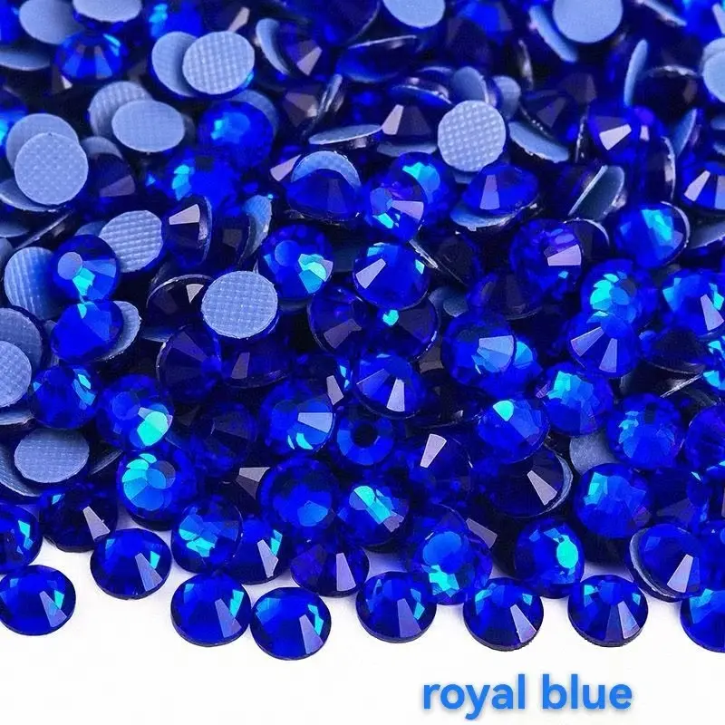 1440pcs Royal Blue Rhinestones, DIY Glue-On Glass Beads, Fashion Sparkly Decorations, Latin Dance, Nail Art, Earphone Case