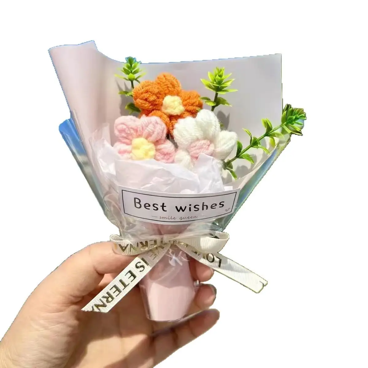 Handmade Mini Crochet Flower Bouquet Teacher Gift, Decorative Gifts, Gift Idea, Ideal for Gifting, Thank You for Helping Me Grow, Back-To-School Teacher Appreciation, End-Of-Year Gift