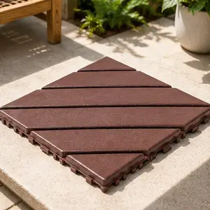 ARCH 12x12 Inch Interlocking Deck Tiles, 44 Pack Brown Polypropylene Patio Flooring, Waterproof Outdoor Terrace Tiles for Garden, Backyard, Poolside, Balcony, Bathroom, All-Weather Use, Easy Install Snap-Together Decking, Brown Color Options
