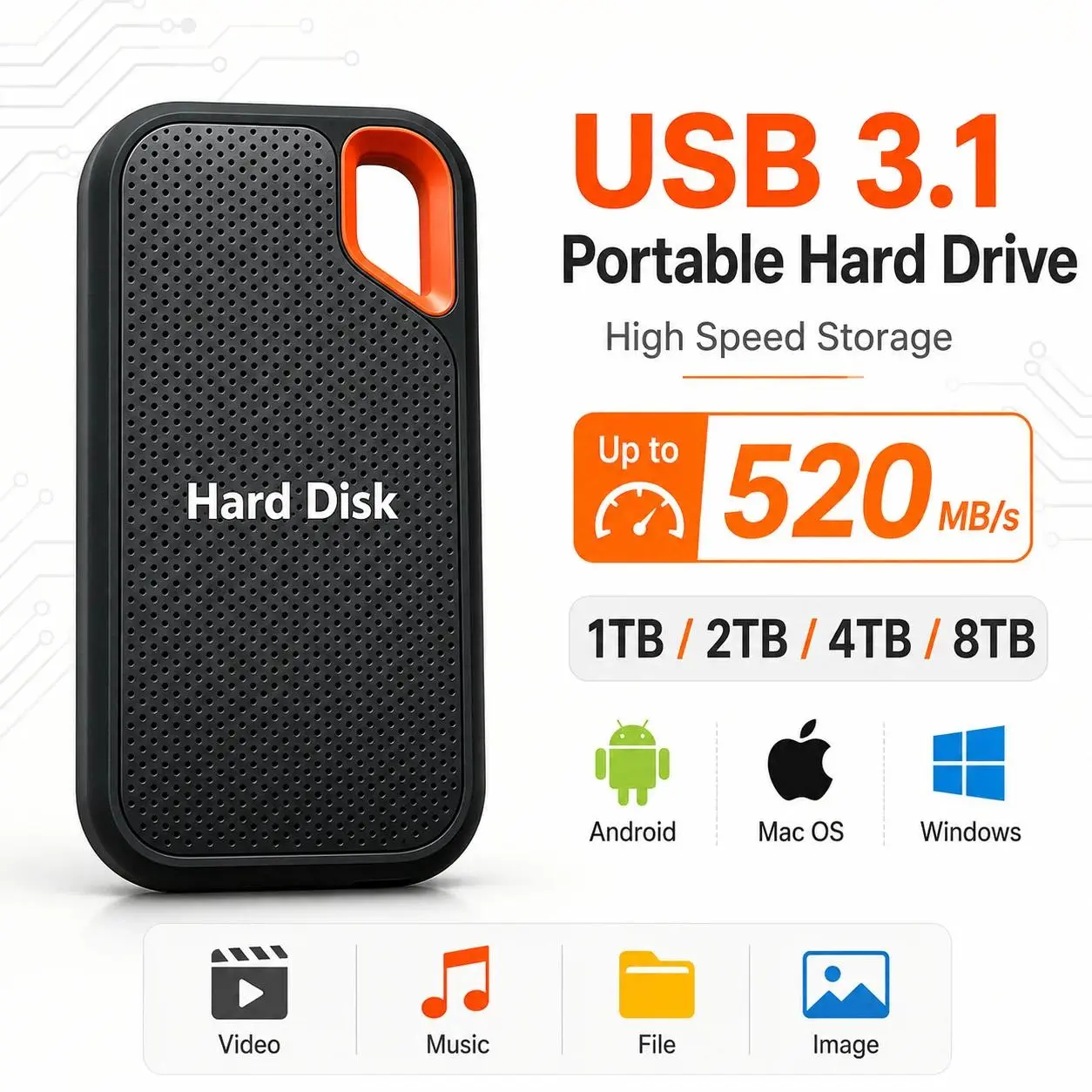128TB External SSD Portable Solid State Drive 1TB Hard Drive Small Body Big Performance Basic Daily Storage