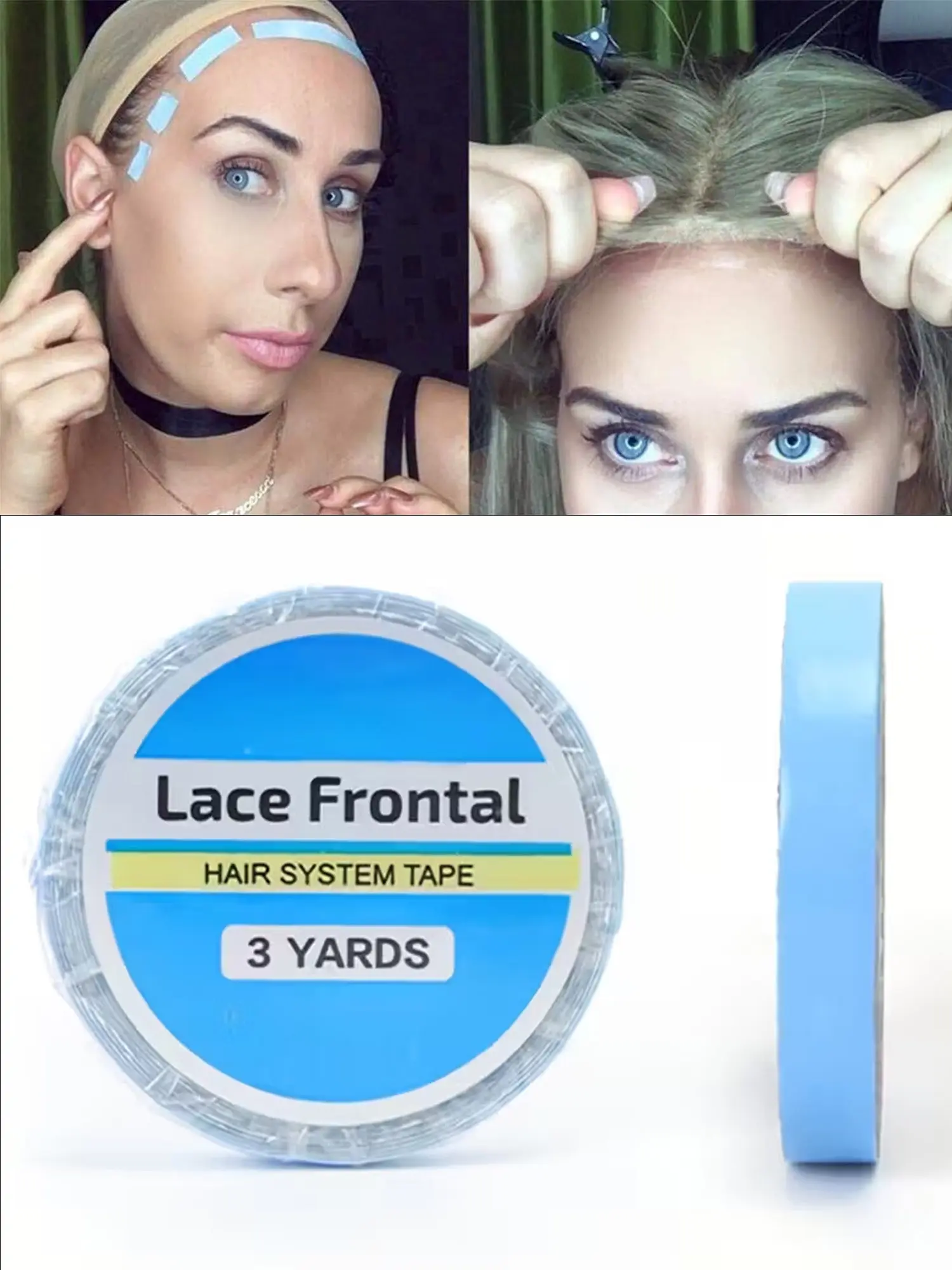 Waterproof Strong Hold Tape, Double Sided Wig Adhesive Tape, Skin Friendly for Lace Front Wigs and Hair Pieces 3 Yards