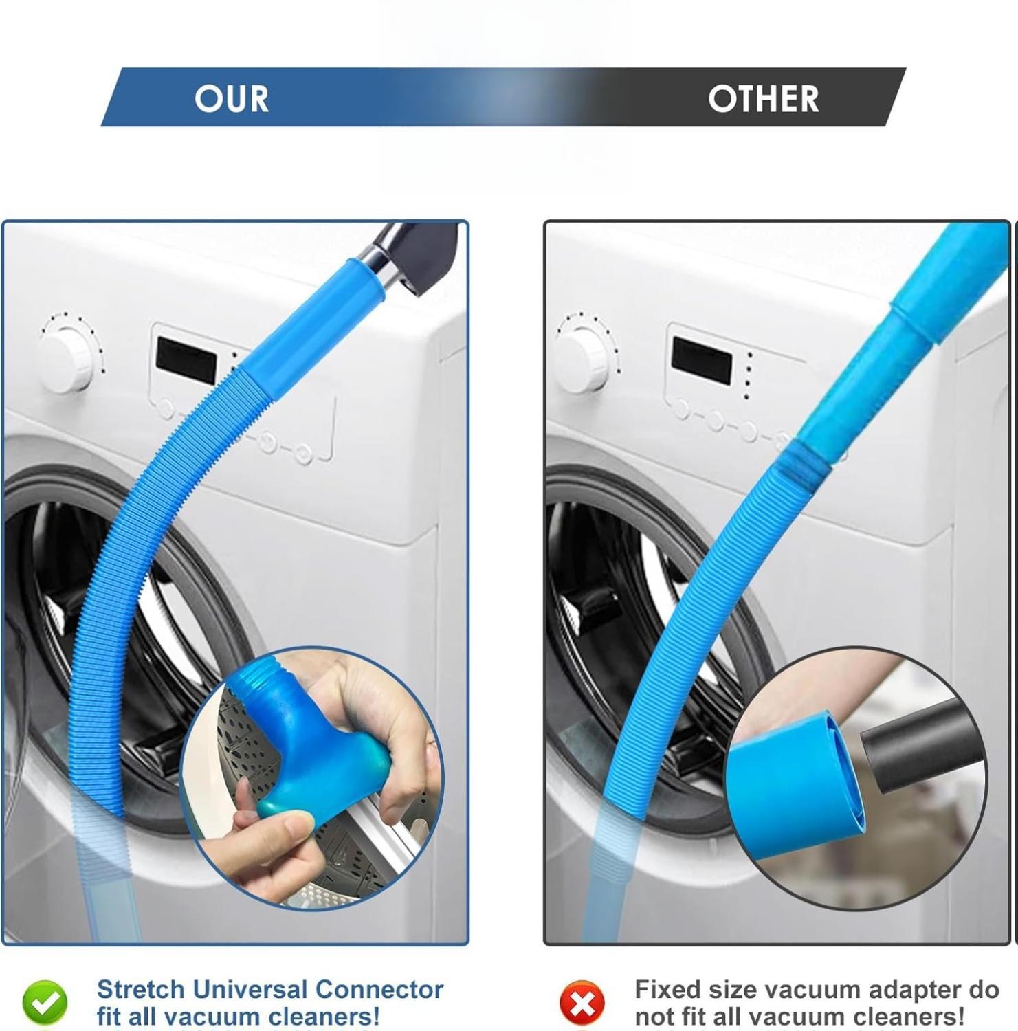 2 Pieces Dryer Vent Cleaner Kit Compatible with All Vacuum Cleaner, Dryer Lint Brush and Vacuum Hose Attachment with Stretch Universal Connector, Quickly Lint Remover