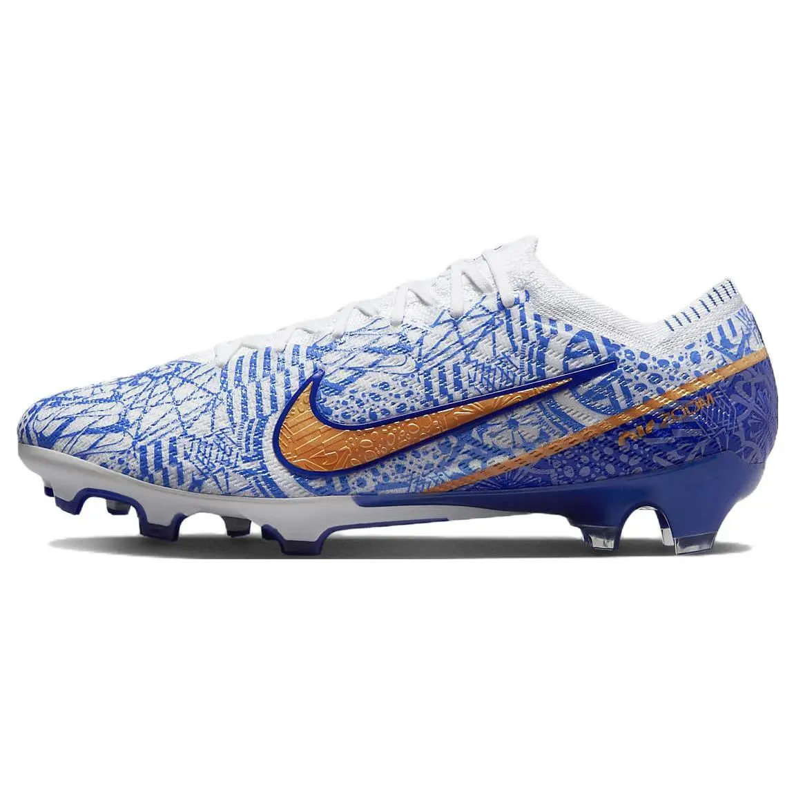 Women's Nike Mercurial Vapor 15 Zoom CR7 Athletic Football Cleats - FG Studs for Natural Grass, Cushioned, Slip-Resistant, Unisex House White/Blue, Carbon Fiber TPU Mesh Polyester Trending Official Shoes (Maison Mihara)