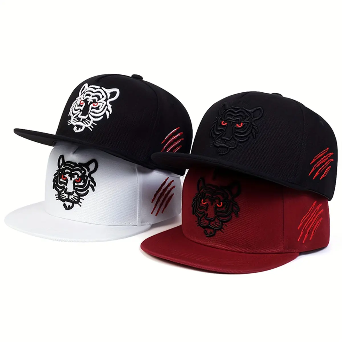 Unisex Tiger Head Side Claw Mark Embroidery Baseball Cap Outdoor Adjustable Sunscreen Leisure Hat Spring Autumn Travel Tourism Beach Vacation
