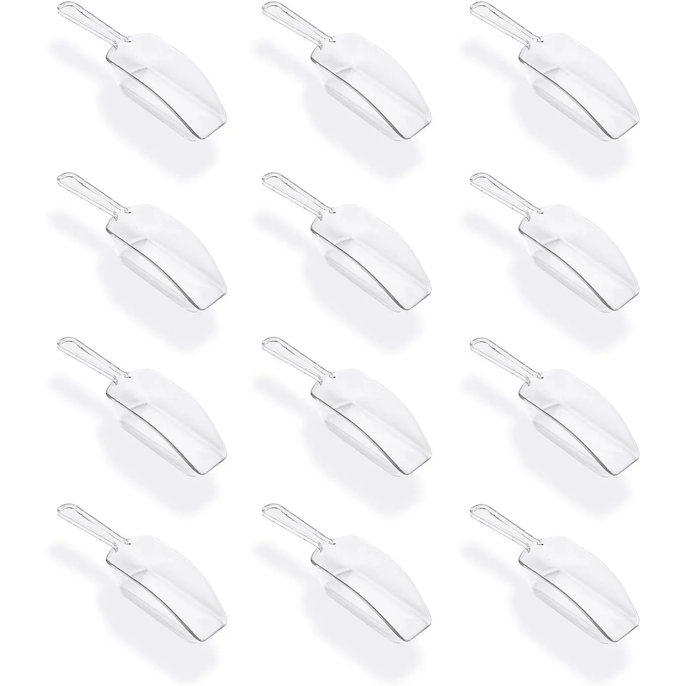 5.5" Mini Acrylic Plastic Kitchen Scoops for Weddings, Candy Dessert Buffet, Ice Cream, Protein Powders, Coffee, Tea (Clear)