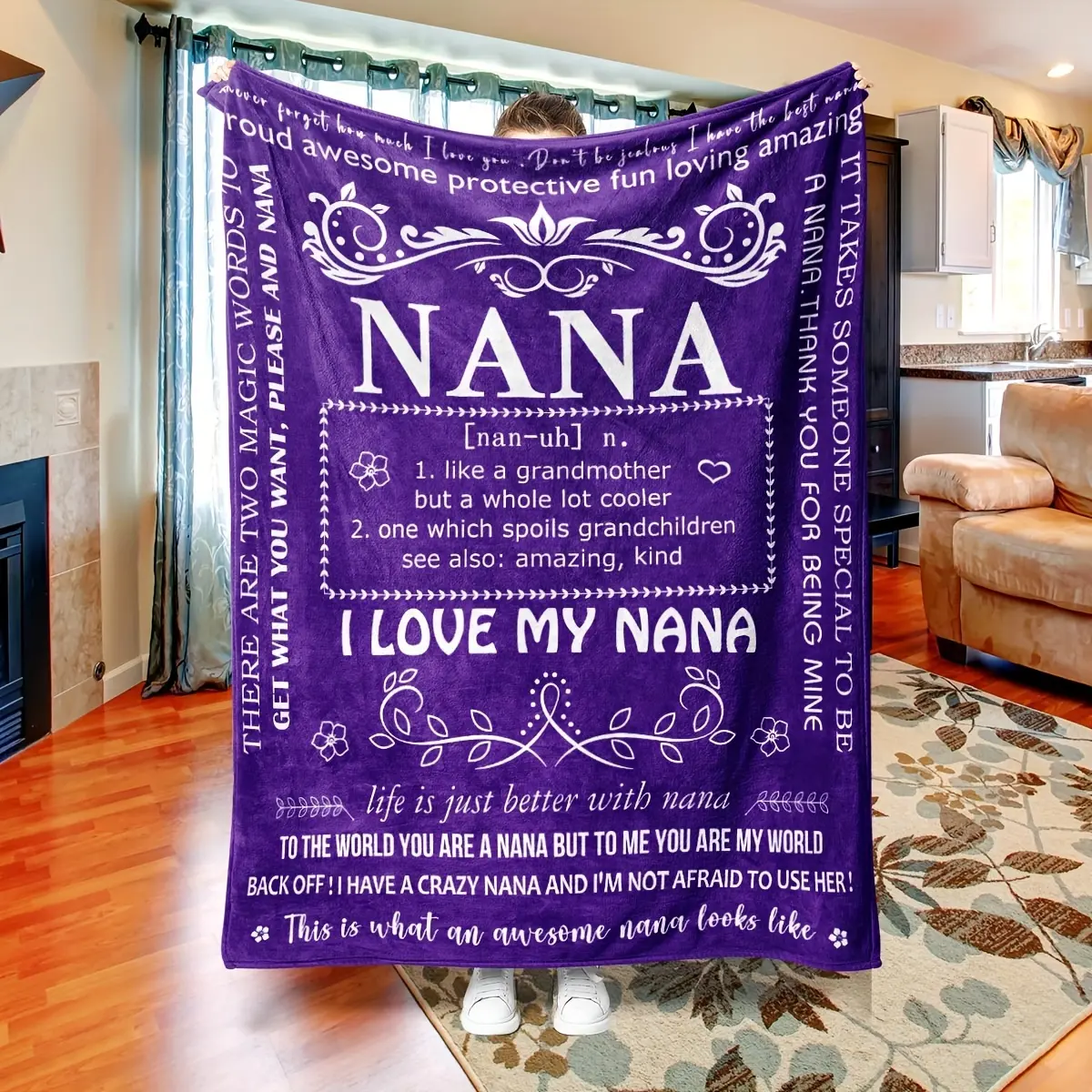 Nana Definition Quote Throw Blanket,Nana Gifts,Grandma Gifts,Nana Gifts For Grandchildren,Gigi Gifts For Grandma,Grammy Gifts,For Grandma One'S Gift,Perfect Birthday Mother's Day Thanksgiving Christmas Present,MomMemory,Grandparents Day,HomeEssentials