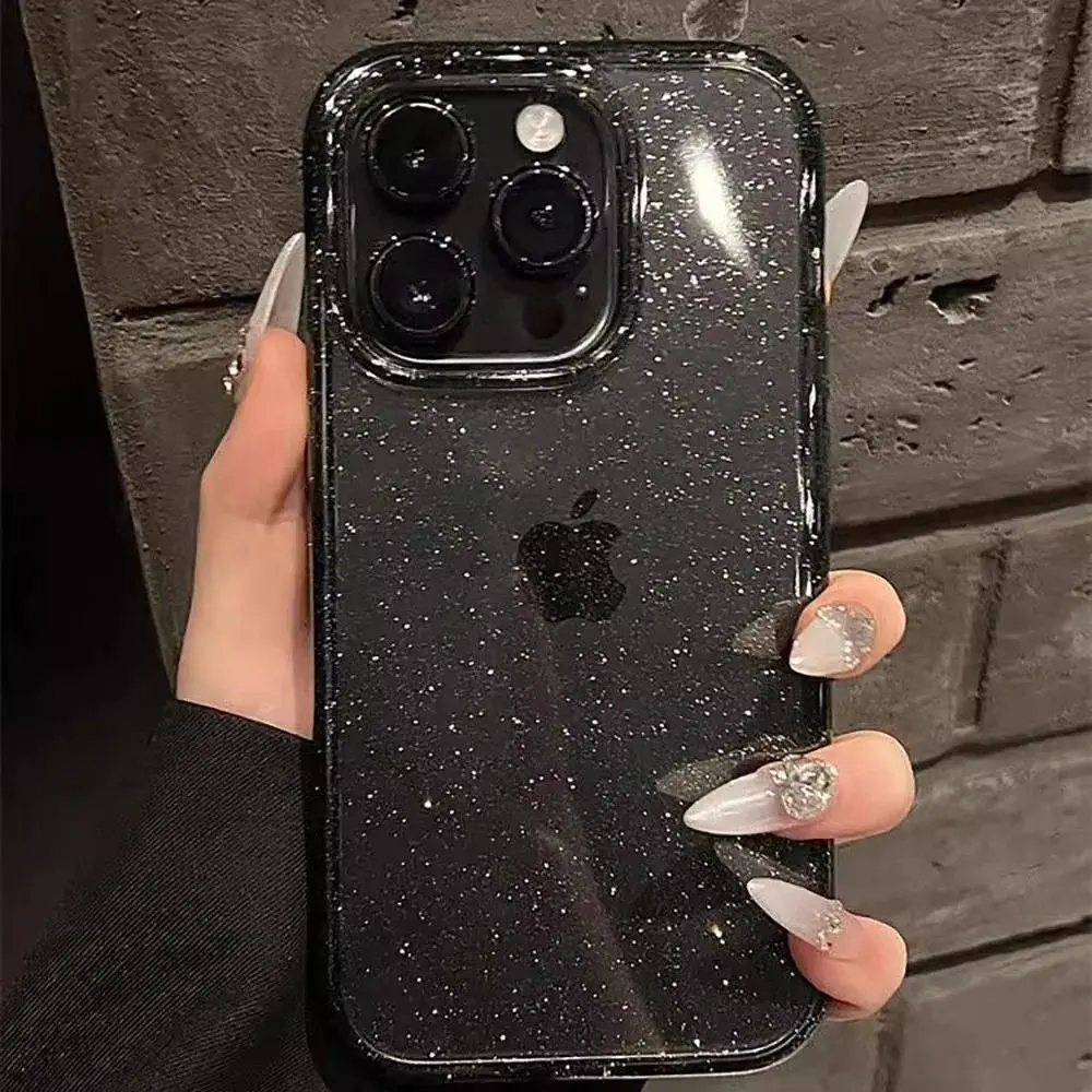 Luxury Glitter   For iPhone 17 Air 11 12 13 14 15 16 Pro Max Plus Soft  Silicone Cover Ultra Clear HD Privacy Screen Protector Kit Girly iPad with Pen Slot fan top solid color candy color-blocking pc protective accessory suitable in style creative fashion