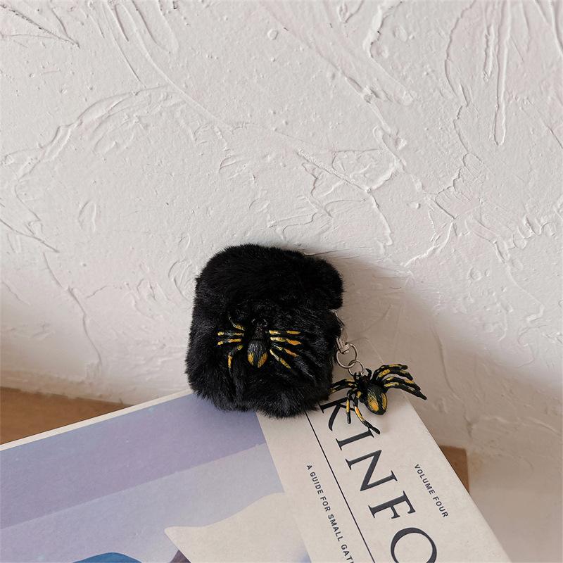 Plush Spider Earbud Case Cover Cute Fluffy Protective Case Compatible with Wireless Earbuds Gen 1/2/3/4 Pro Pro 2