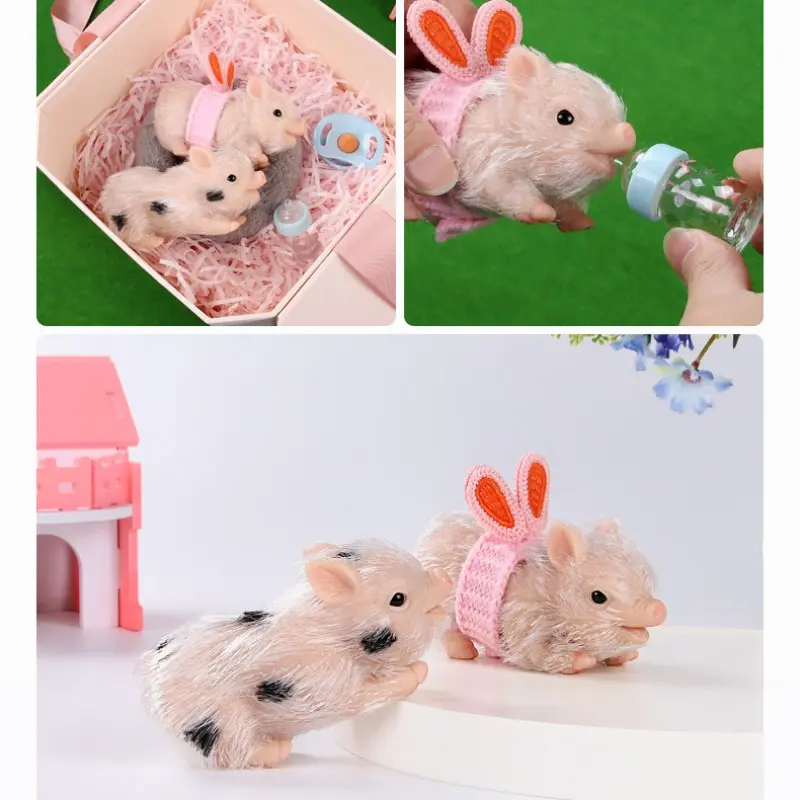 Simulation Silicone Piggy House Toy Set, Baby Bottle Nipple Soothing Doll, Infant Intelligence Relief, Educational Playset