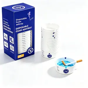 25-Pack Disposable Thickened Paper Foam Ashtrays with Deodorizing Smokeless Ash Absorbing Gel, Portable Eco-Friendly One Time Ash Holder Fit Car Cup Holder, Indoor Outdoor for Home Office Bedroom Travel Party Camping