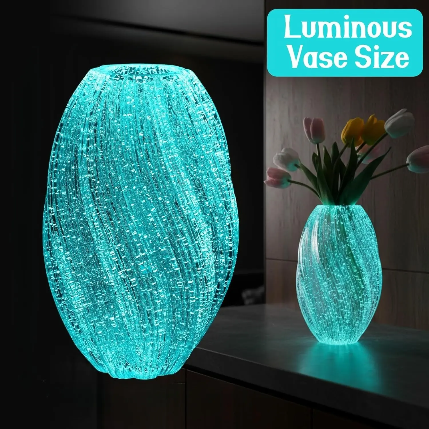 Luminous Handmade Wave Mouth Glass Flower Vase, Desktop Plant Propagation Station & Table Ornament, Elegant Plant Holder, Ideal Decor for Home & Wedding Layout, Thoughtful Gardening Gift for Plant Lovers,leak,coffee,mist,hair,continuous,cookie,,,o,antique