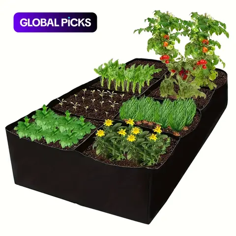 Rectangular Felt Plant Bag, Multi-Compartment Vegetable Growing Pouch, Eight-Hole Planting Bag, Potato Grow Bag, Potato Planting Bags, Gardening Supplies, Outdoor Planters, Planters For Outdoor Plants, Patio Planters #GLOBAL PICKS