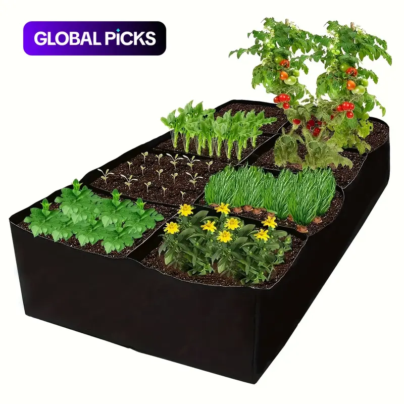 Rectangular Felt Plant Bag, Multi-Compartment Vegetable Growing Pouch, Eight-Hole Planting Bag, Potato Grow Bag, Potato Planting Bags, Gardening Supplies, Outdoor Planters, Planters For Outdoor Plants, Patio Planters #GLOBAL PICKS