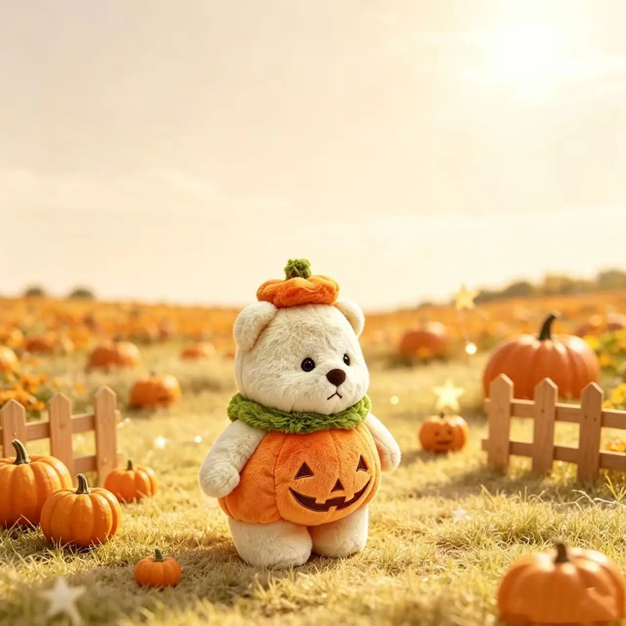 Halloween Pumpkin Bear Decorative Ornament, Soft Styled Holiday Home Tabletop Decoration, Perfect for Halloween Party & Room Decor