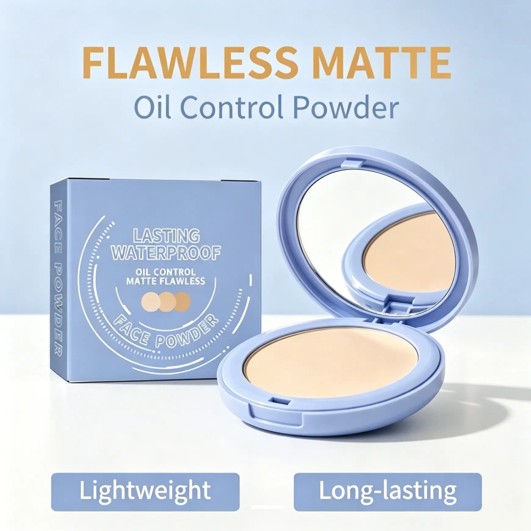 Oil Control Pressed Powder, Pores Minimizing Translucent Makeup Cosmetic, Matte Finish for Oily Skin, 24h Long Lasting, Waterproof Setting Powder