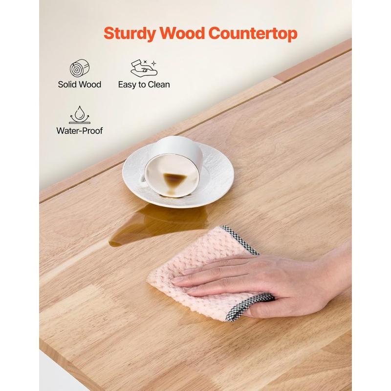 VEVOR Kitchen Island Cart, 45.3x39 inch Rolling Kitchen Table, Mobile ...