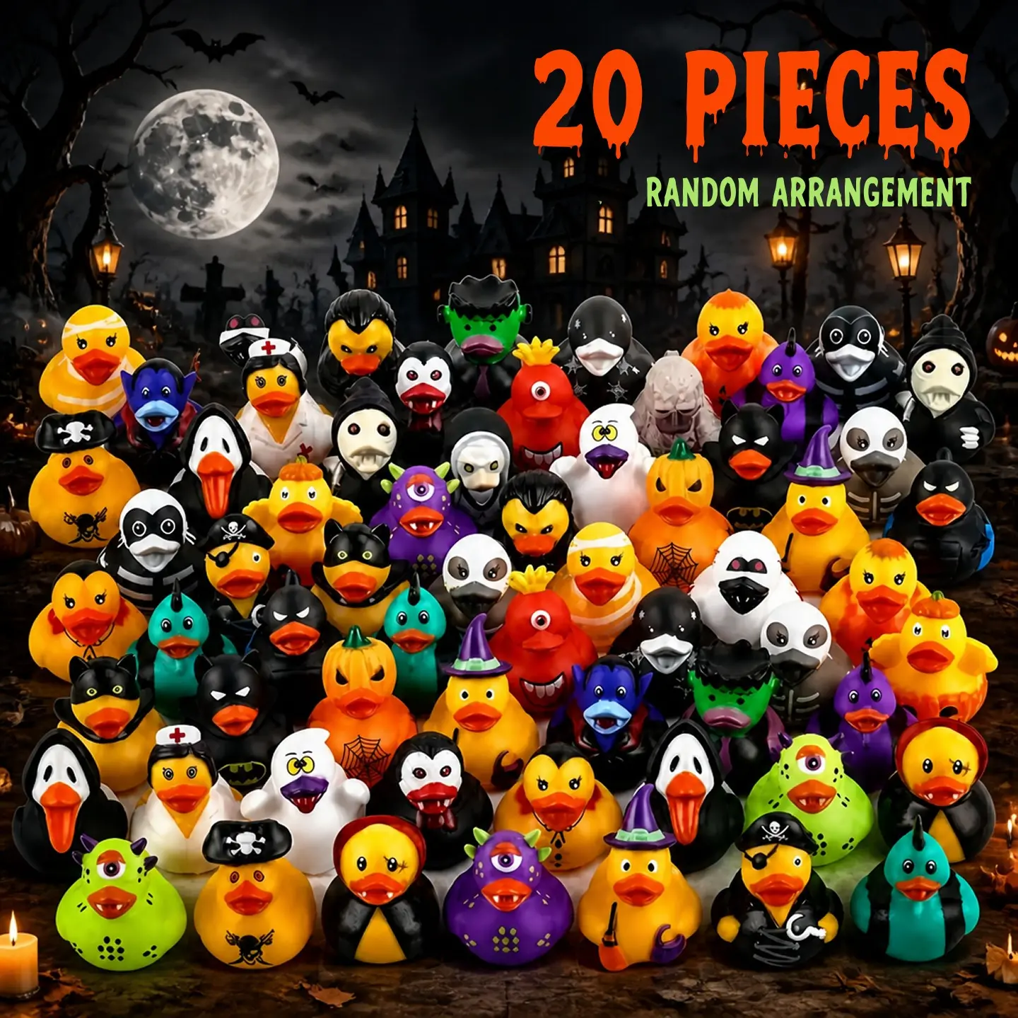 20 Halloween Rubber Ducks, Random Style Decorations, Stress Relief Floating Ducks, Kids' Halloween Party Gifts, Fun and Festive Accessories, Party Favor